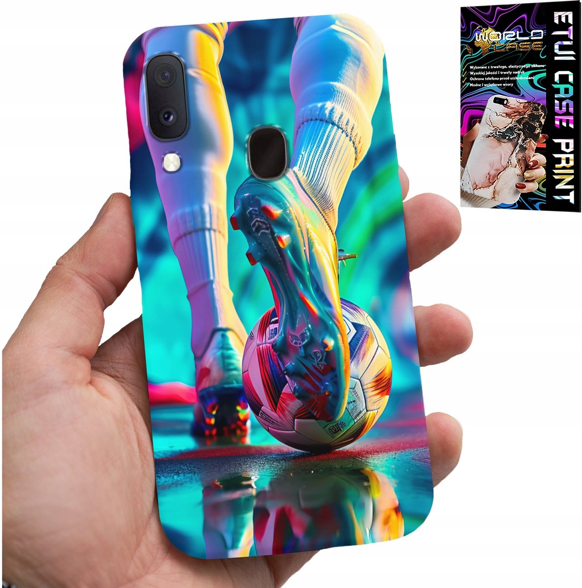 HOESJE VOOR SAMSUNG GALAXY A20E - VOETBALSPELERS + GLAS