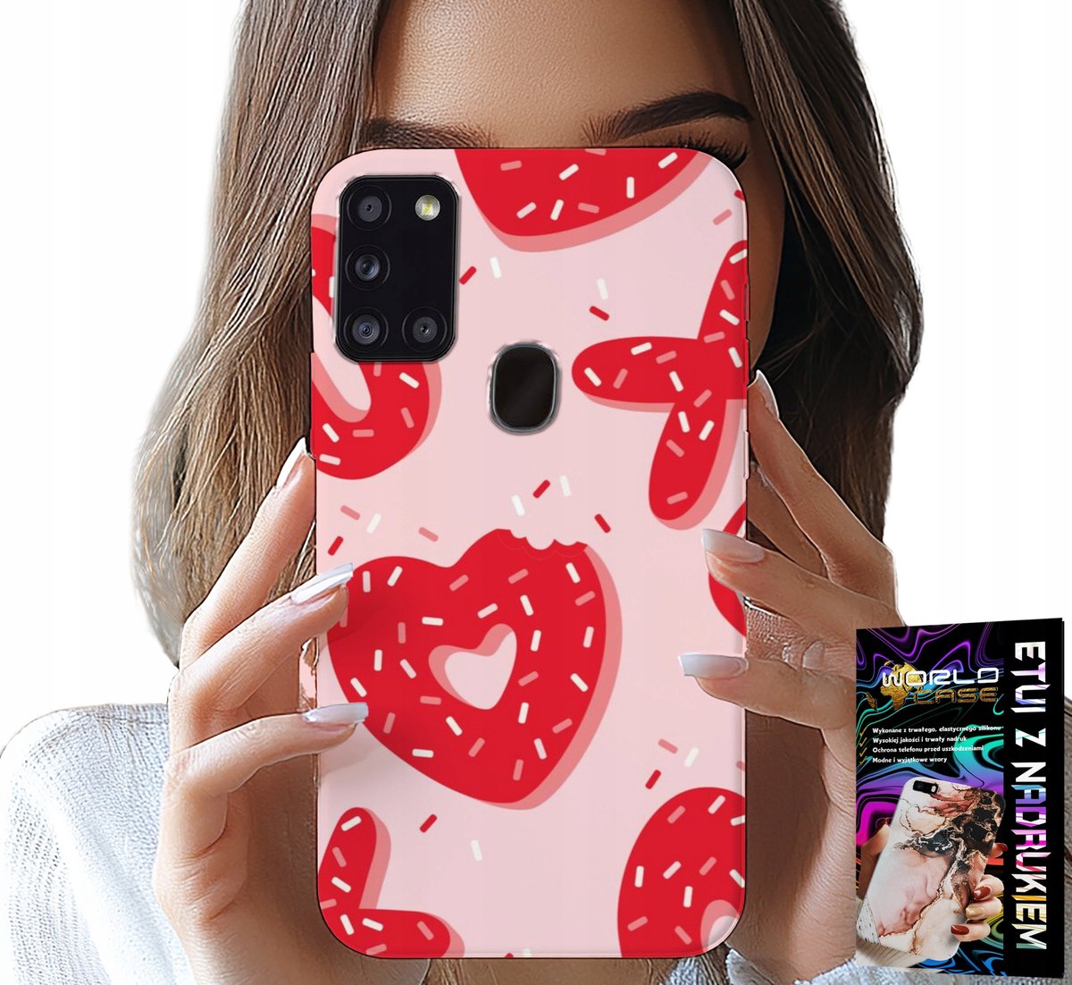 HOESJE VOOR SAMSUNG GALAXY A21S - VROUWELIJKE, MODIEUZE PATRONEN XOXO HART + GLAS