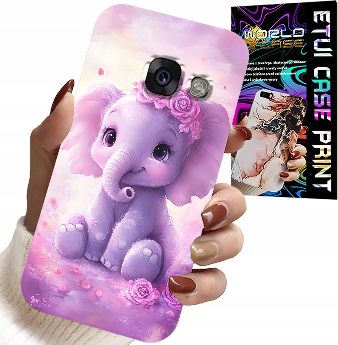 HOESJE VOOR SAMSUNG A5 2017 - SCHATTIGE OLIFANT OP ROZE ACHTERGROND + FOLIE