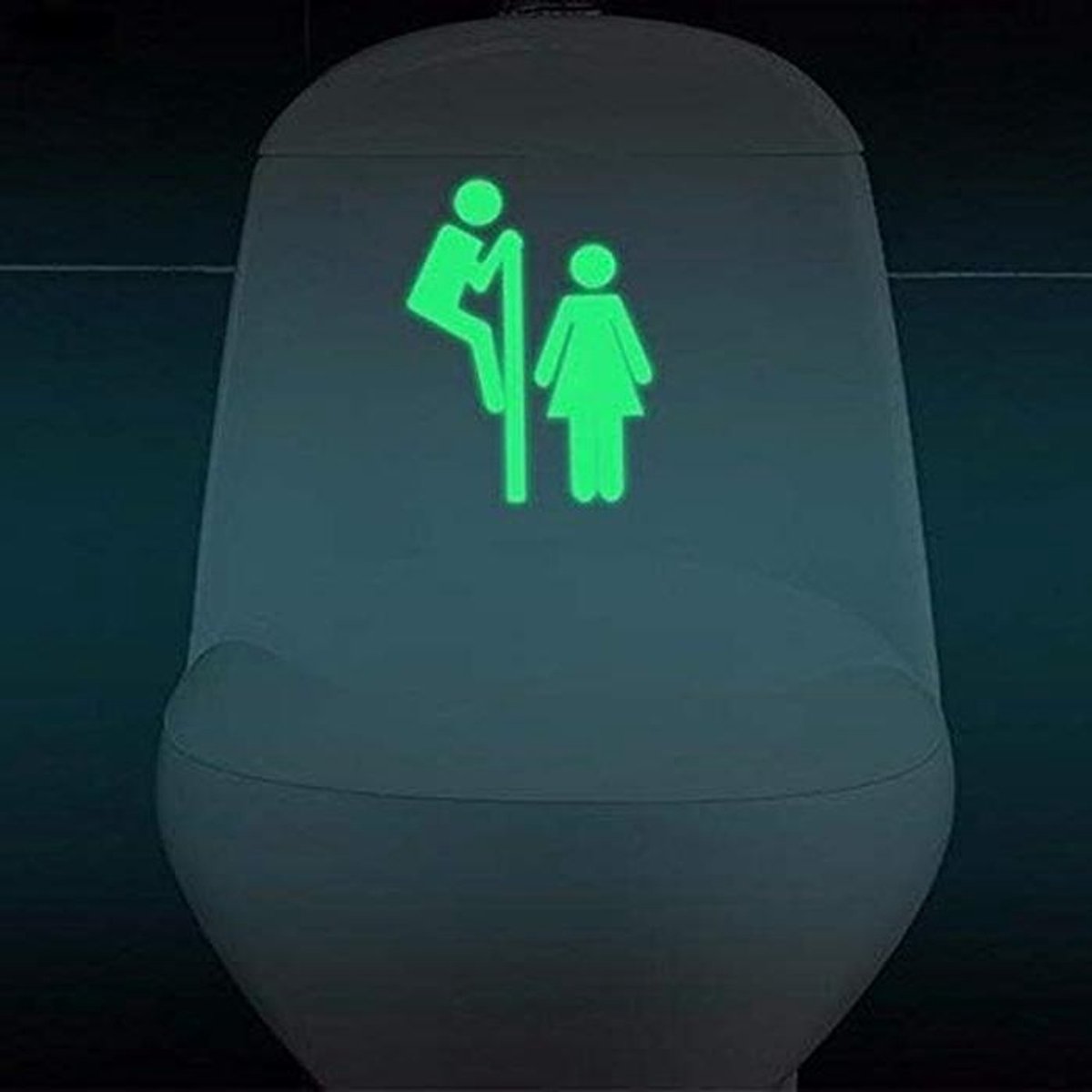 Grappige Muursticker - Toilet Decoratie - Badkamer Opvrolijken - Nachtzicht Functie - 19x1