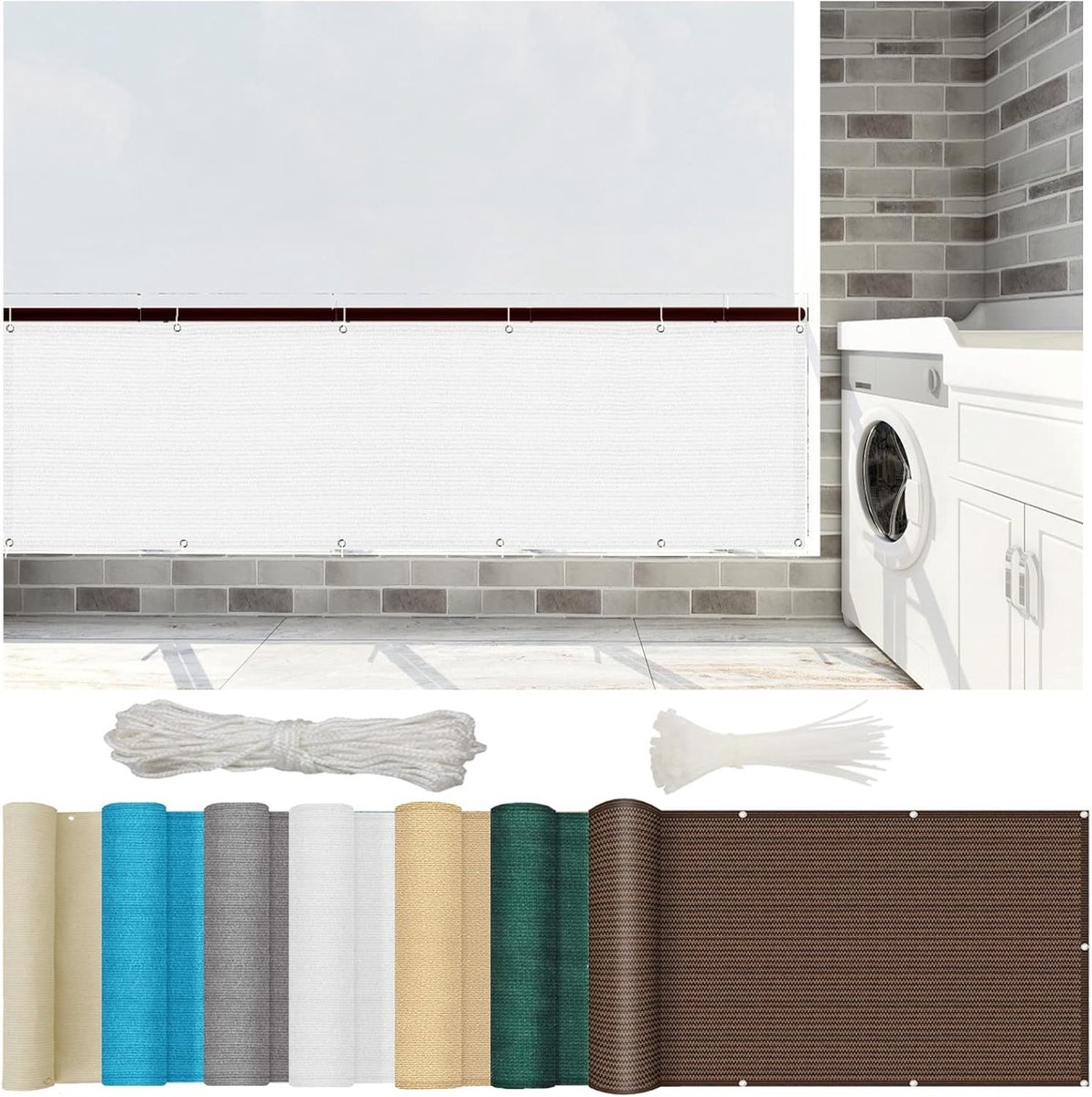 Balkon Inkijkbescherming - Privacy Scherm - Buiten Leven - UV Bescherming 95% - 90 x 950 cm - Wit