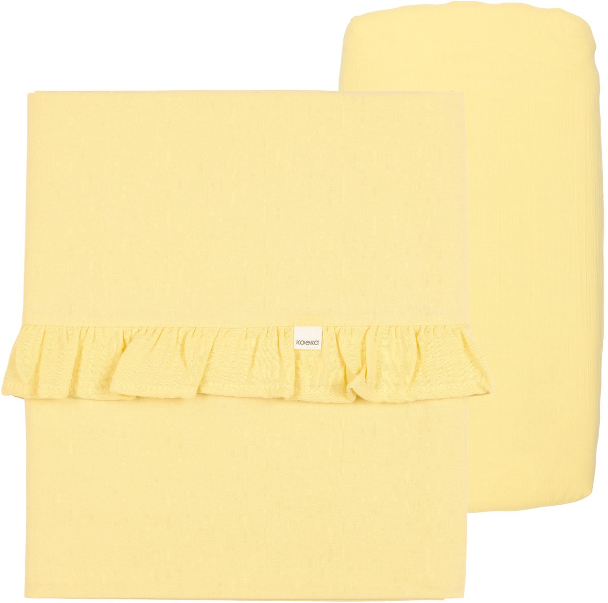 Koeka wieglaken en hoeslaken set ruffle Faro honey One Size