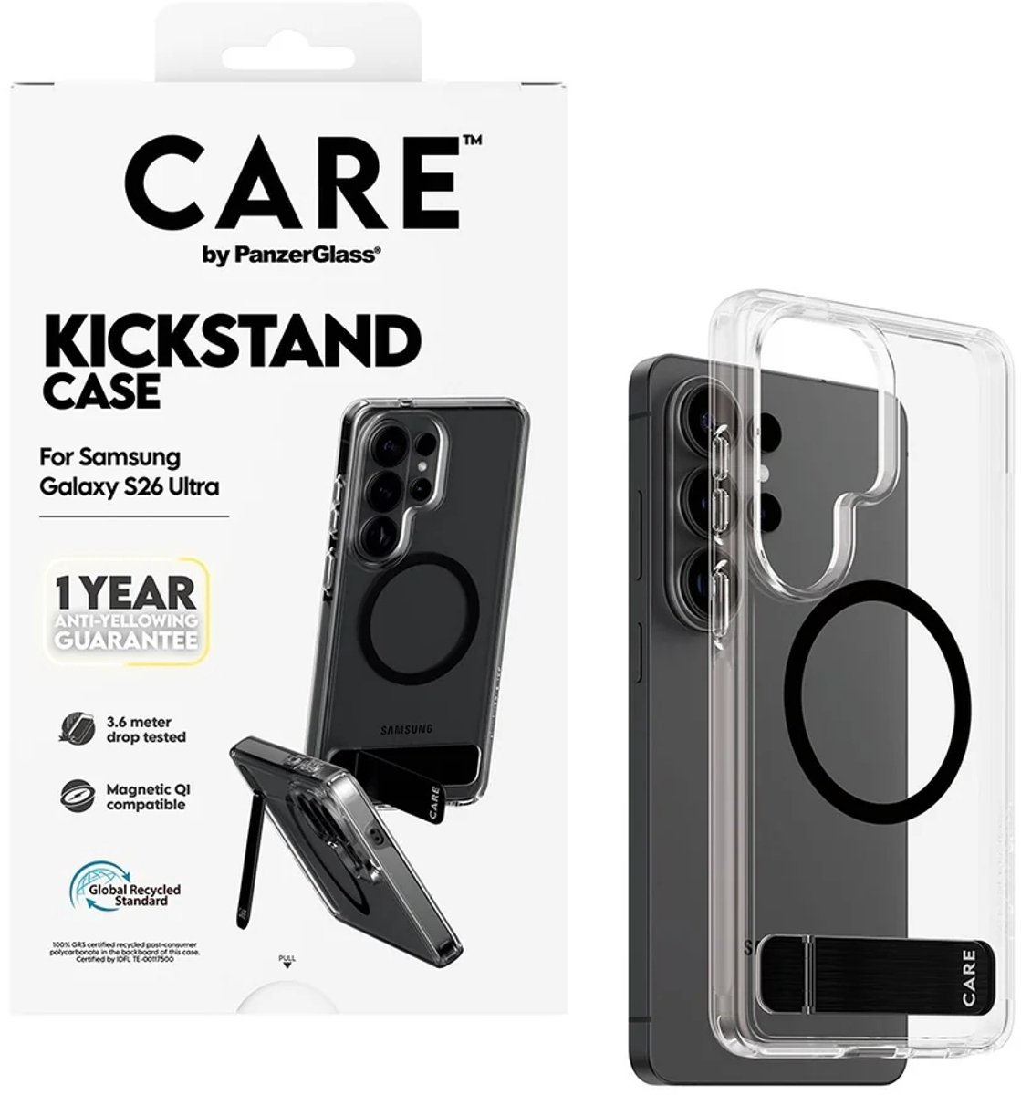 CARE by PanzerGlass Urban Explorer Transparante geschikt voor MagSafe backcover met Kickstand geschikt voor Samsung Galaxy S26 Ultra - Transparant
