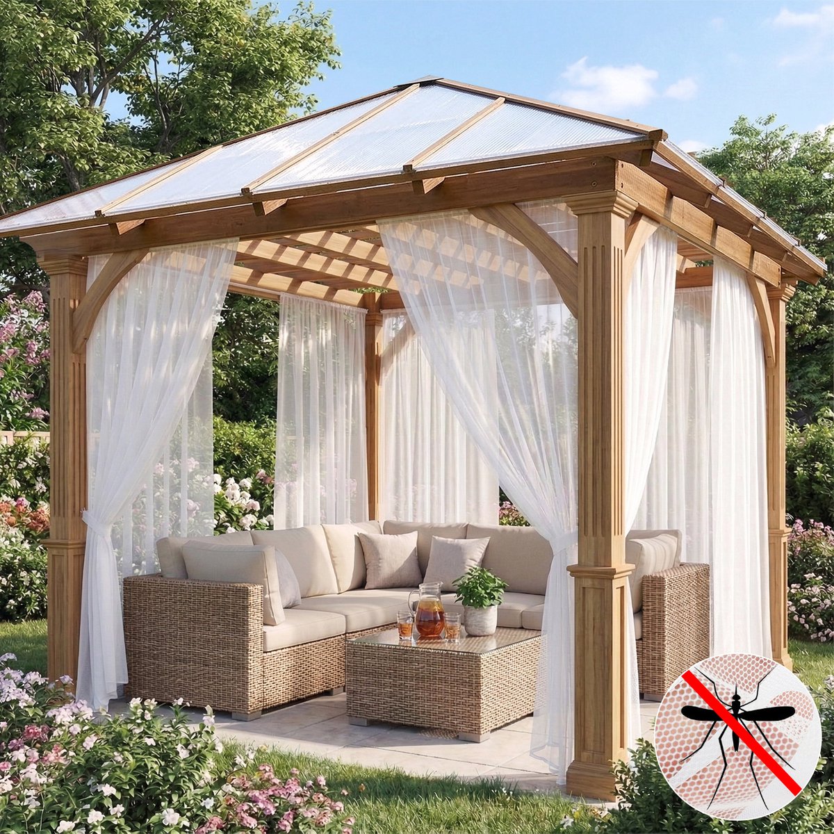 Qelus 2 Stuks Lichtgewicht Klamboe Buitengordijn - Vitrages - Op Maat Te Knippen DIY Muggennet - Fijnmazig Vliegengordijn voor Patio - voor Overkapping & Deur - 160cmx213cm - Wit