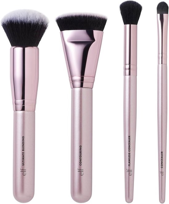e.l.f. Foundation & Concealer Brush Set - 4-delig - Make-up kwasten - Vegan - Synthetisch