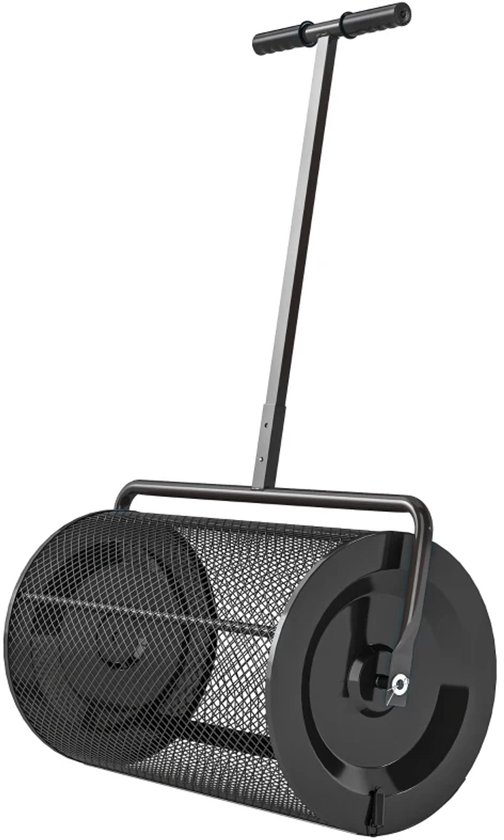 Compoststrooier - 75 L - Veenmos-strooier met U-greep -Meststrooier - Tuinstrooier - voor Mestzaad, Zaadstrooier - met Metalen Rooster - voor Gazon, Tuin, Compost - Gazononderhoud - Zwart van Merkloos	 — afbeelding 4