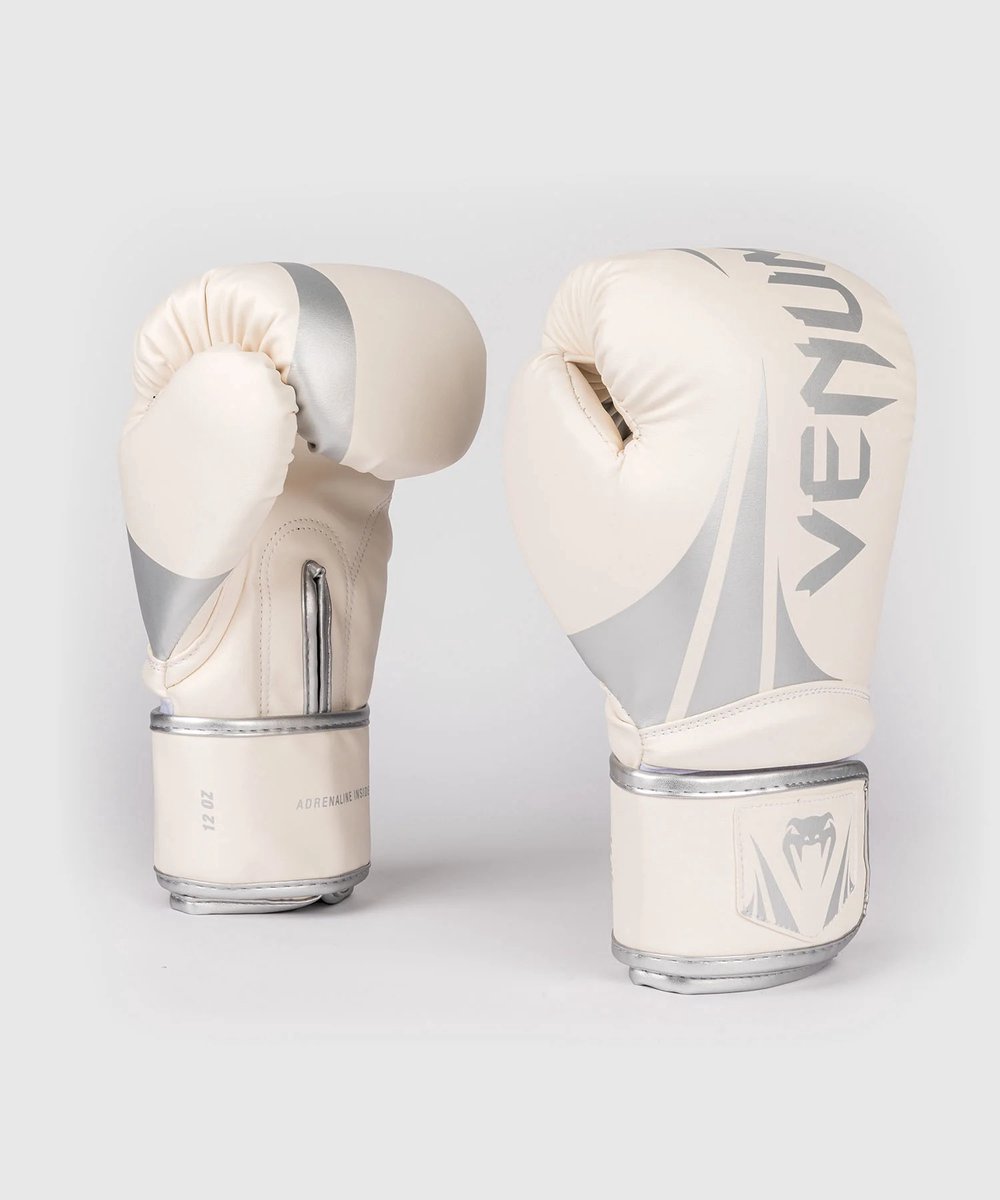 Venum Challenger 2.5 Bokshandschoenen – Wit/Zilver – 14 oz – PU Leer – Unisex Training & Sparring Gloves