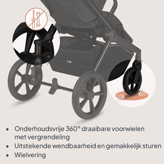 Lionelo Freya 3in1 Kinderwagen Set - Reiswieg, Wandelwagen & Astrid i-Size Autostoel (40–87 cm) –Premium - Vanaf Geboorte tot 22 kg - PU-Wielen met Vering - Omkeerbare Zitting - UPF50+ Kap van Merkloos — afbeelding 5