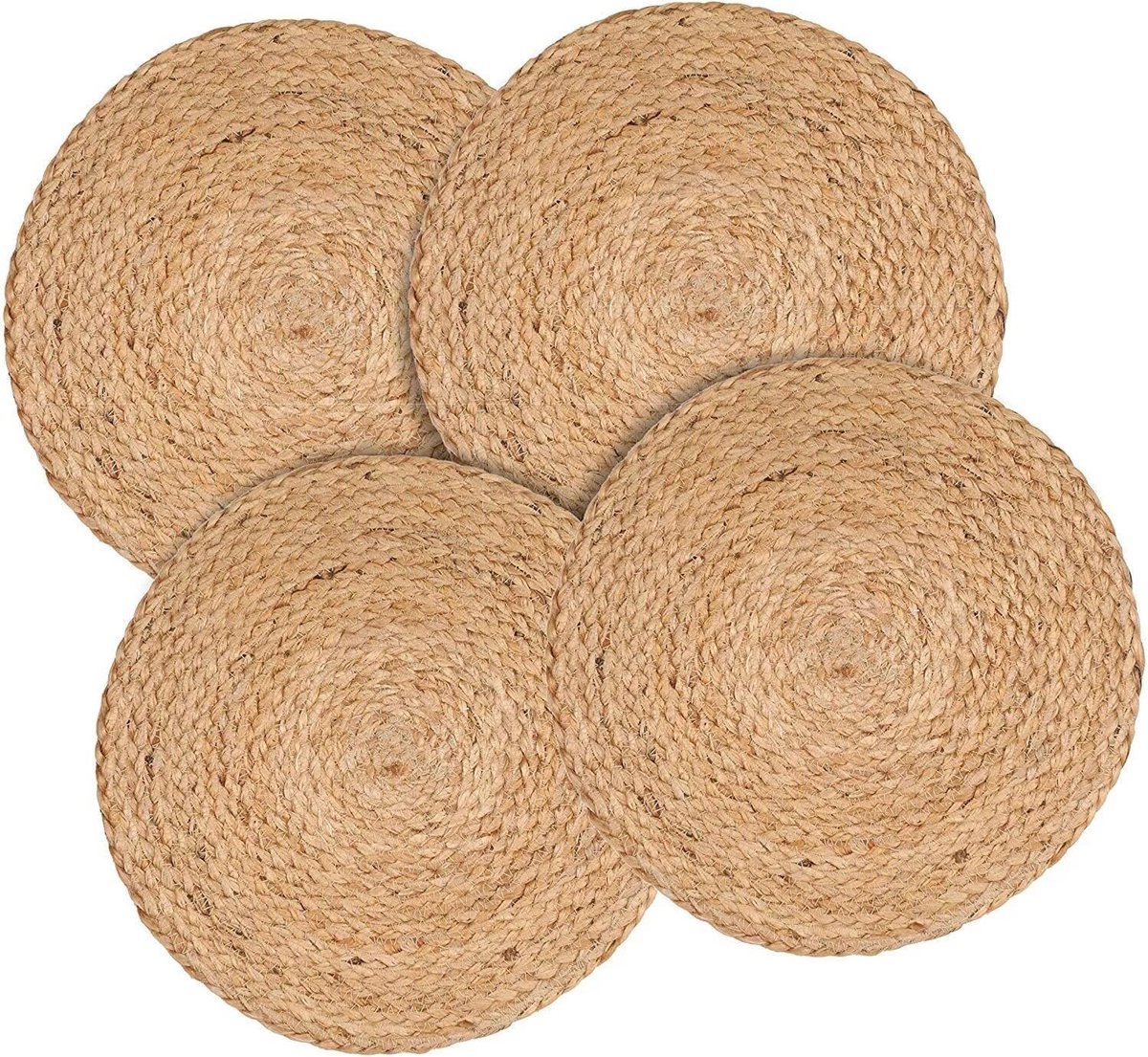 Jute Placemats - Tafelmatten - Decoratie Tafel - Handgemaakt - 35 cm Rond - Naturel Beige
