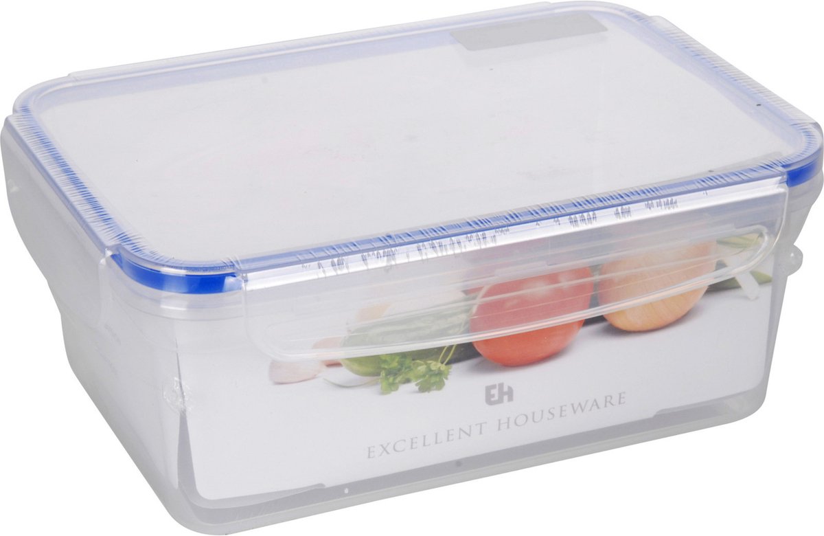 Opslagdoos Plastic - Transparant/Blauw, 2200 mL