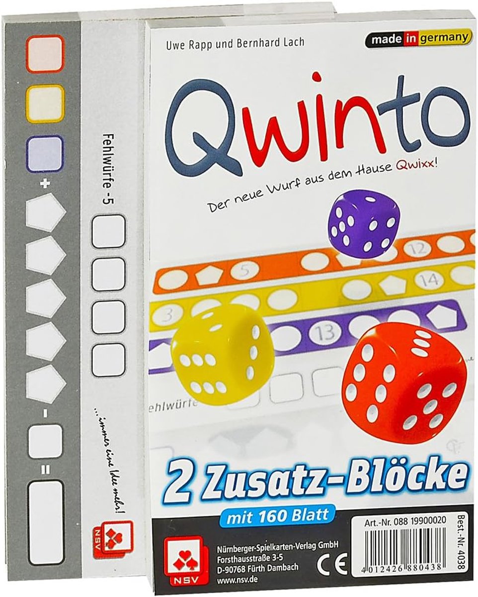 Vervangende Blokken - Extra Scoreblokken - Dobbelspel Spelen - Set van Twee - 20 x 78 x 122 mm - Geel
