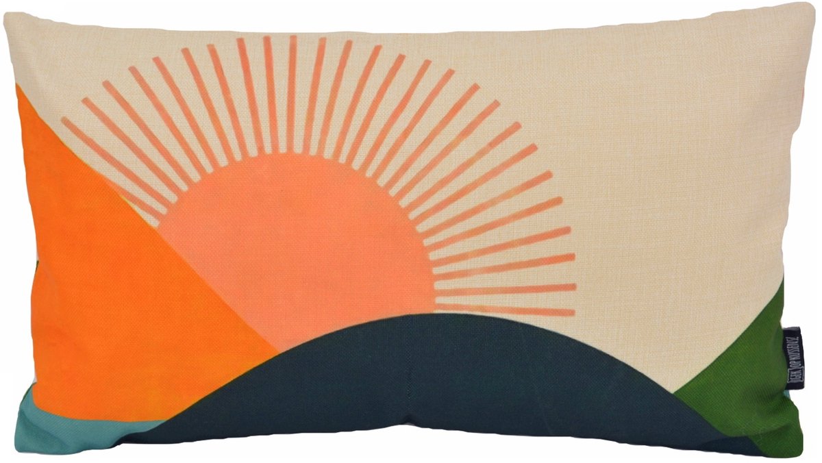Gek op Kussens! Sierkussen Mountain Sunset | 30 x 50 cm | Katoen/Linnen Multi