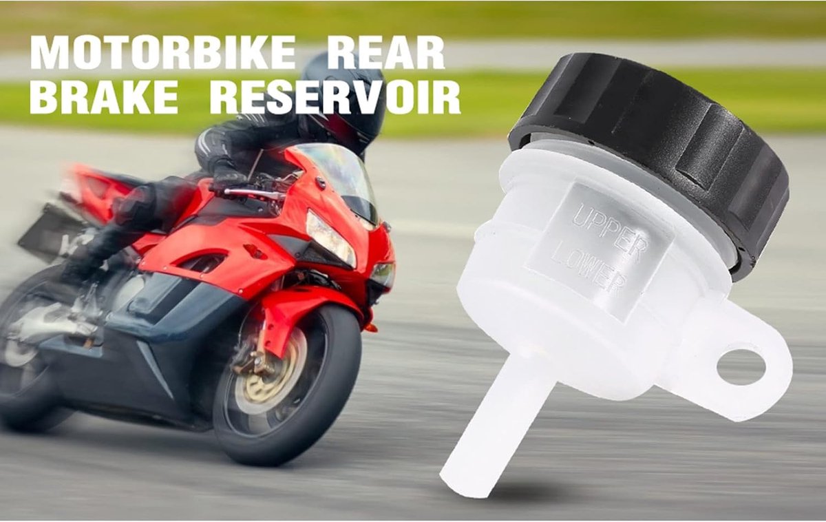 Remvloeistofreservoir Motorfiets - Achterrem Cilinder - Remmen Onderhoud - Universele Pasvorm - Compact Ontwerp - Zwart Wit