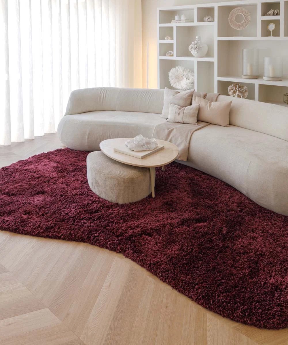 Organisch vloerkleed shaggy - Sveve bordeauxrood 150x230
