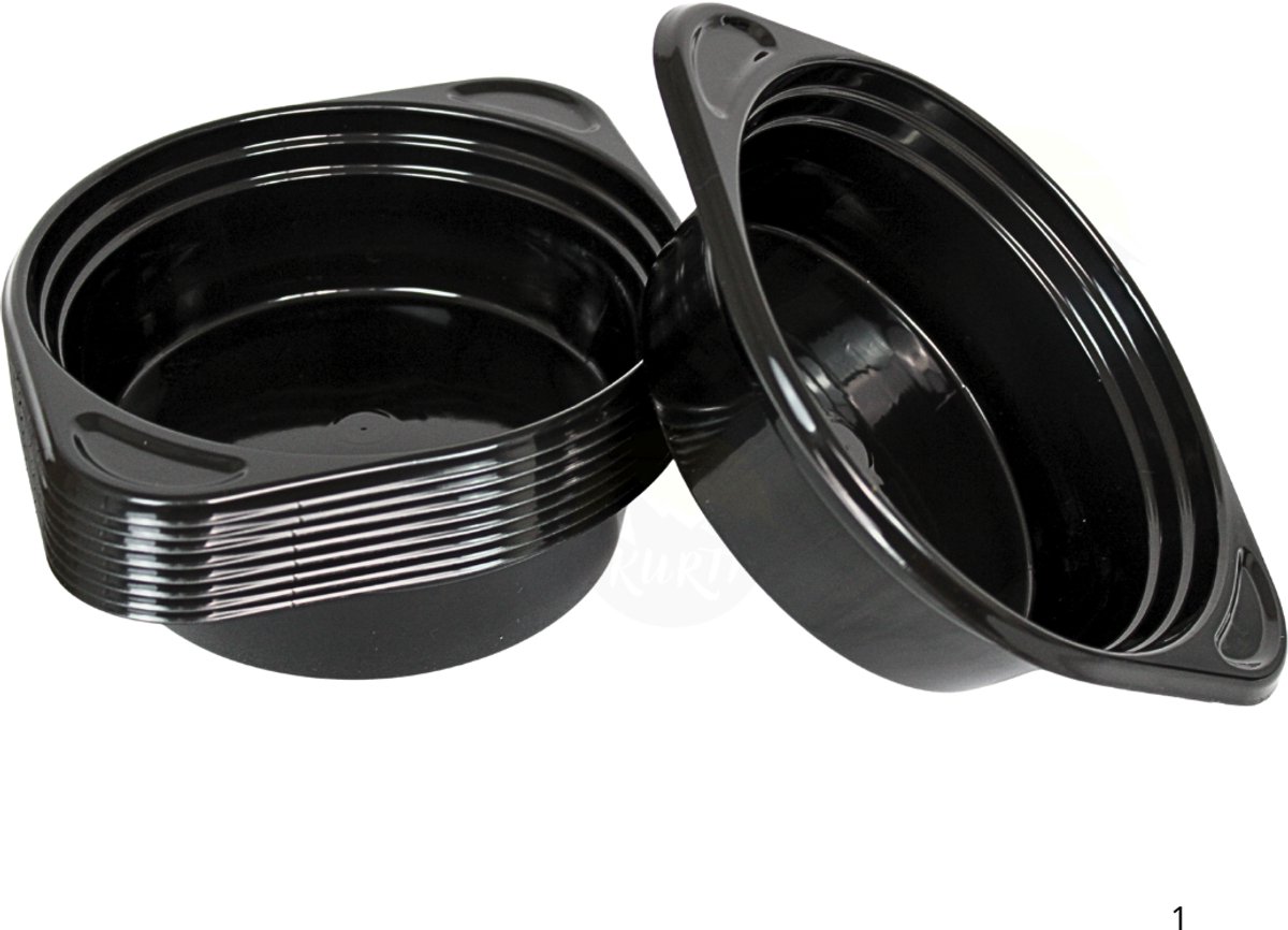 KURTT - 12X Hard Plastic soepkom 500ml (stevig) - herbruikbare soepkommen met oortje, zwart ( europese norm EN12875-1 gecertificeerd) reusable soepbeker - (Ø x H): 160 x 45 mm