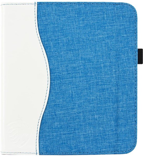 Hoesje Geschikt voor Tolino Vision 6 Sleepcover Jeans Style Hoes Wit van Hoesje  — afbeelding 3
