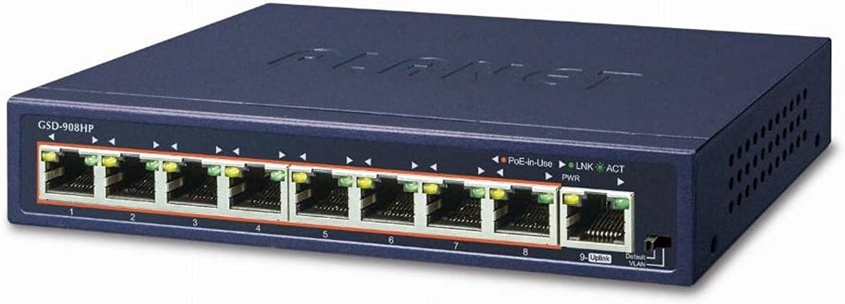 8-Poorts Gigabit PoE+ Netwerk Switch | 10/100/1000Mbps | Desktop Model