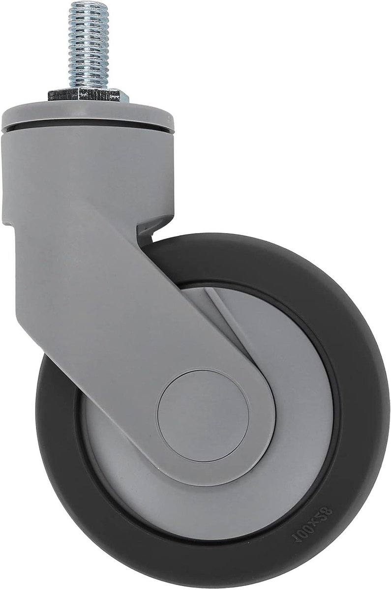 Allecto - Industriële Zwenkwielen - 4-inch Zwenkwielen - Stil - Zwart - Meubeltrolley - Wielen - Geschikt voor Trolley - Zwart Model - Diameter 100 mm.