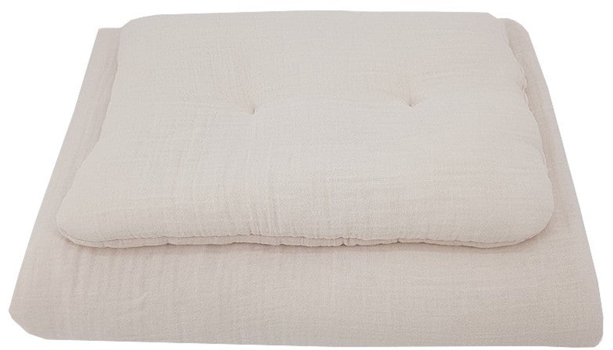 Muslin cot bedding set beige