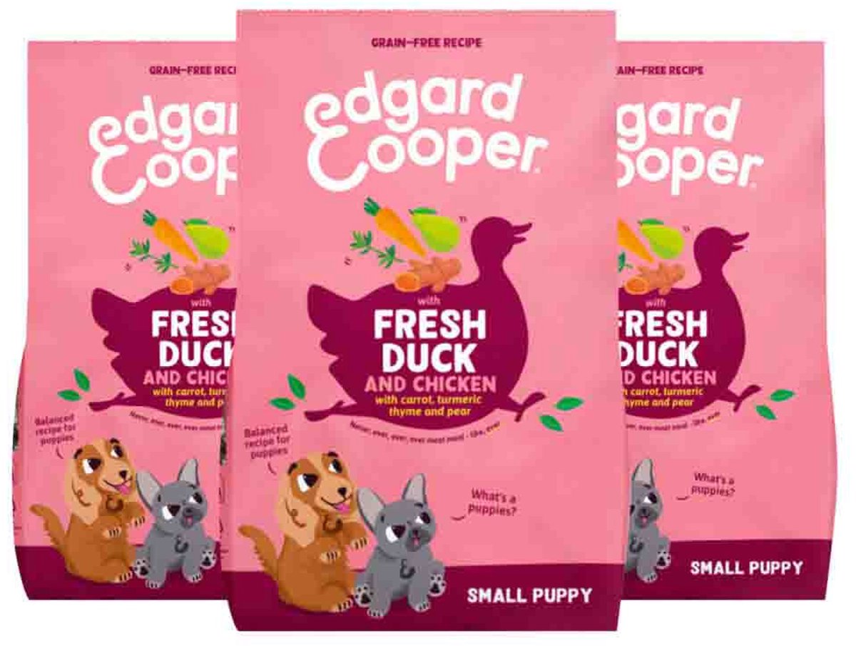 Edgard & Cooper Hondenvoer Droog Puppy Small Eend&Kip - 3 x 3 kg - Voordeelverpakking