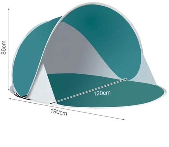 POP-UP Strandtent 190x120x86 cm - Zelfopenend - UV 30+ Bescherming - Lichtgewicht met Muskietennet - Inclusief Haringen en Draaghoes - Blauw/Grijs - 51570 van Merkloos — afbeelding 3