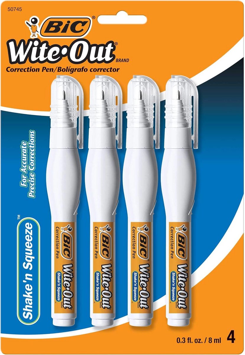Correction Pen - Witte Vloeibare Correctiestift - 4 Stuks per Verpakking - 3 Pakketten