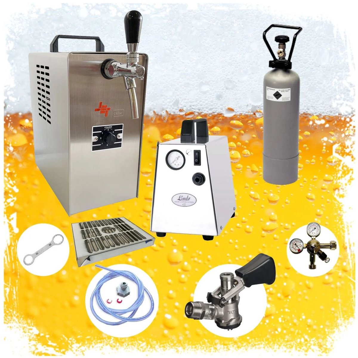 Complete set Biertap JET 30 - Bierkoeler doorstroomkoeler 1-kraans, tot 35 l/uur