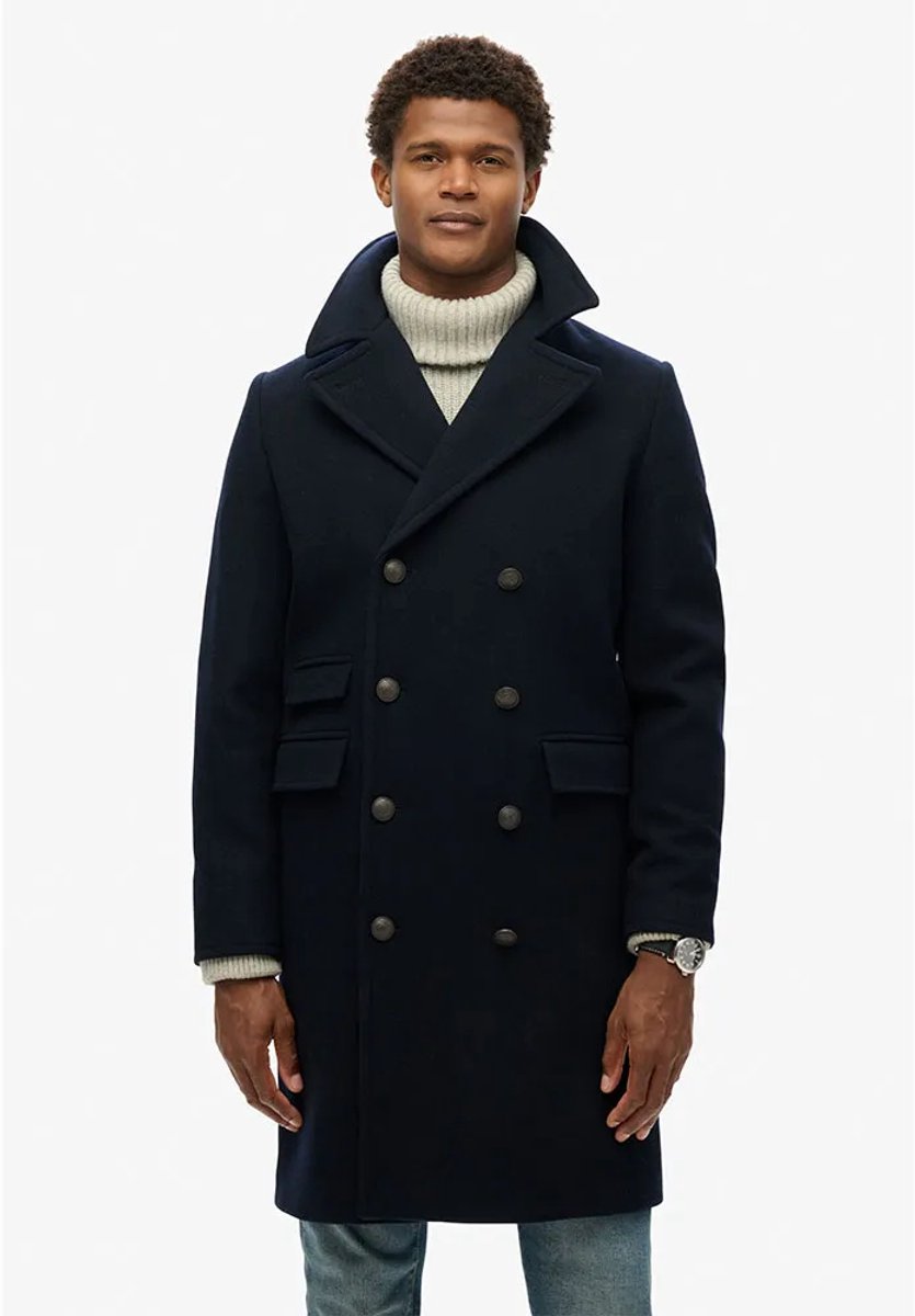 Superdry The Merchant Store Lange wollen jas Heren Jassen Marineblauw