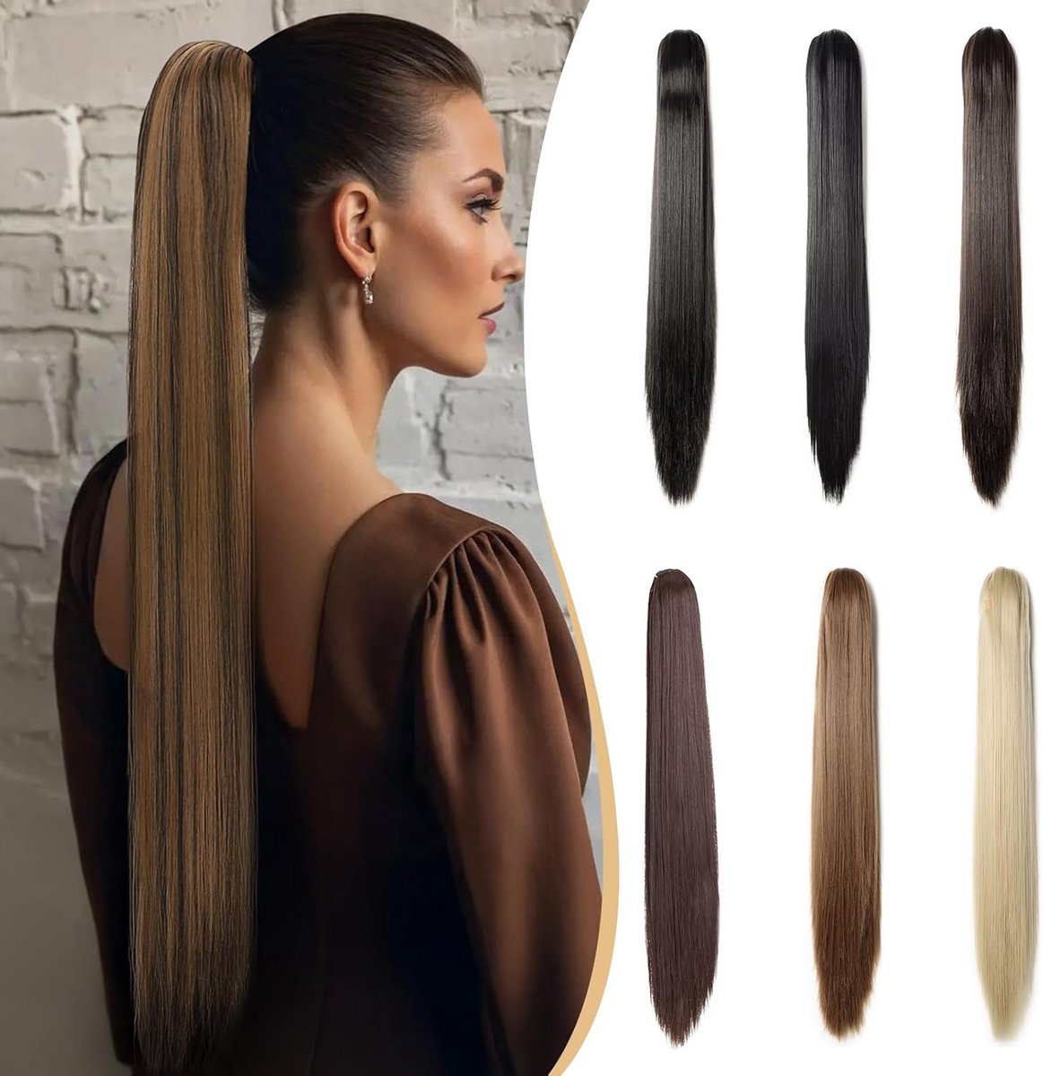 Gladde Clip-in Paardenstaart Haarverlenging 66 cm voor Vrouwen