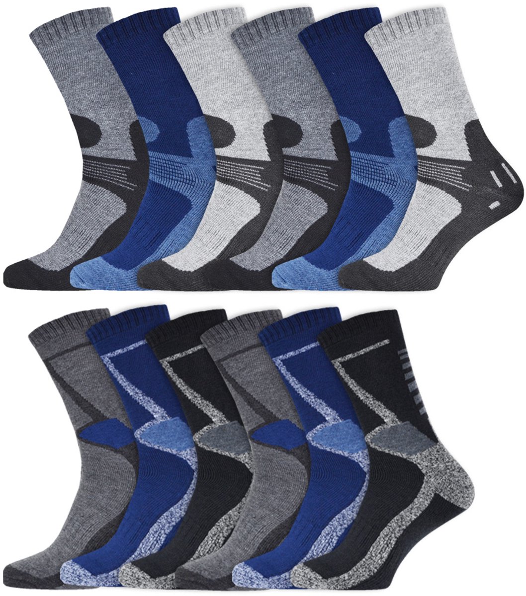 Voordeelbundel | Thermosokken | Merk: Heatbooster | Kleur: Grijs | Maat: 39-42/ 43-46 | 12 Paar