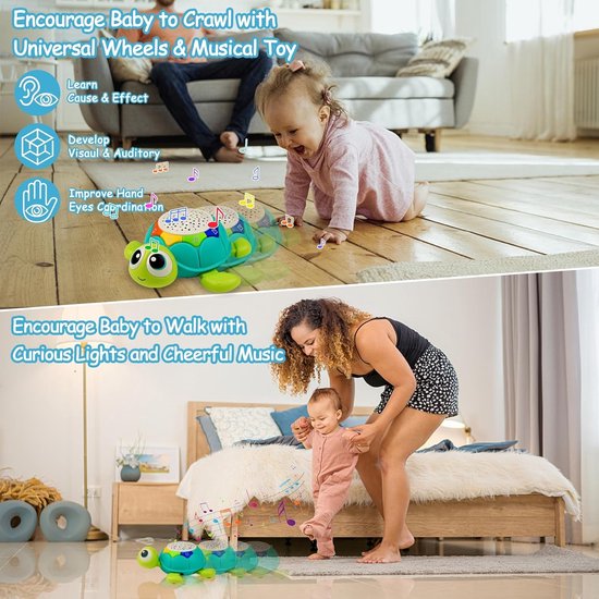 Interactieve Kruipende Schildpad met Afstandsbediening - 5-in-1 Baby Speelgoed met Muziek & Projectie - 6-18 Maanden - Educatieve Motoriek - Cadeau 0-2 Jaar van Zyronn — afbeelding 4