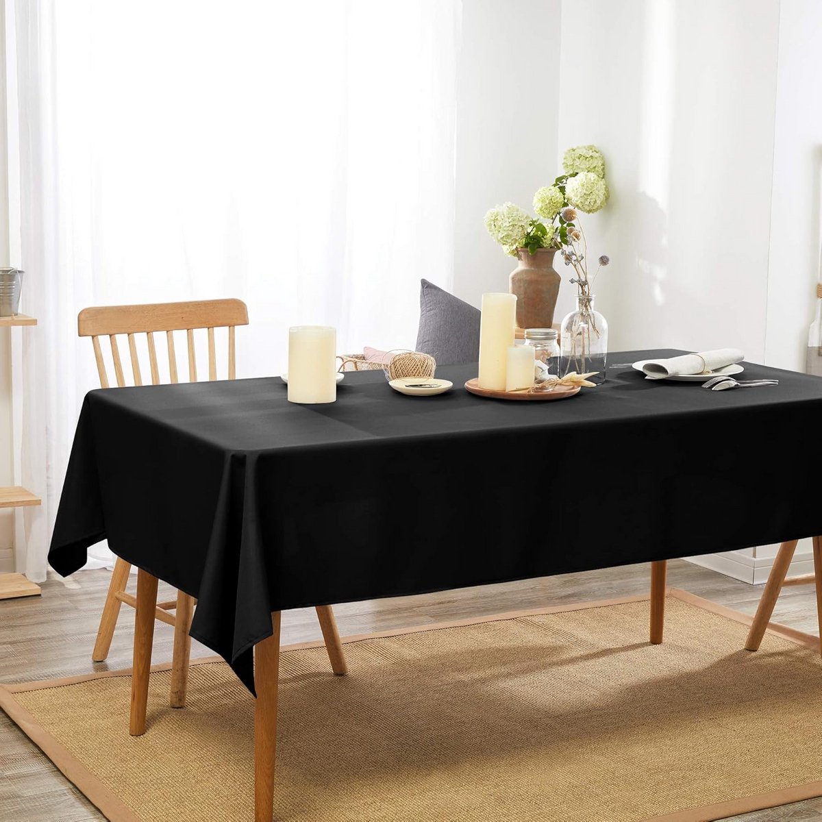 Waterafstotend Rechthoekig Tafelkleed met Lotus Effect voor Eettafel Feest - Zwart