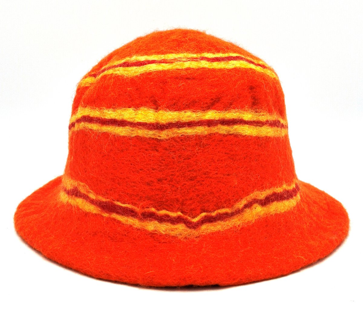 Vilten hoed - Sauna Muts Oranje - Handgemaakt - 100 % wool - EEN MAAT - Hoofdomtrek ca. 57-58cm