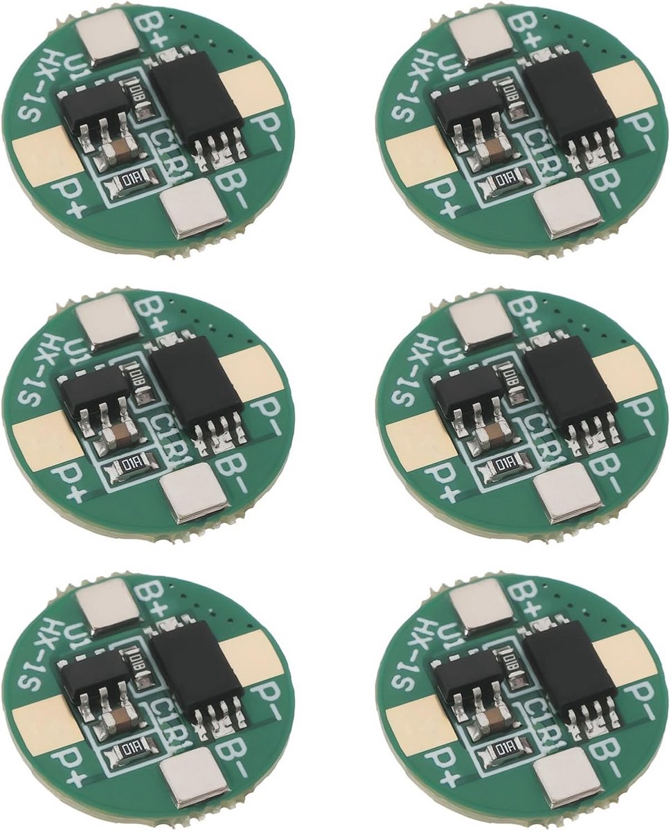 6x Batterij Beschermingsmodule (BMS) voor 1S Lithium Accu 3.7V - Overlaad- en Ontladingsbeveiliging