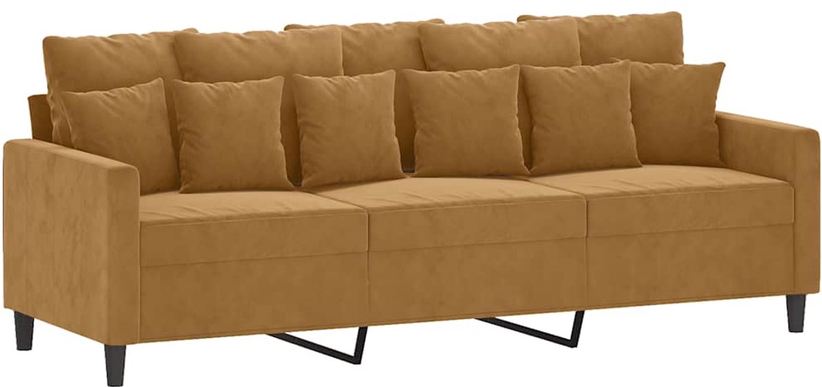 vidaXL Driezitsbank - 180 - cm - fluweel - bruin