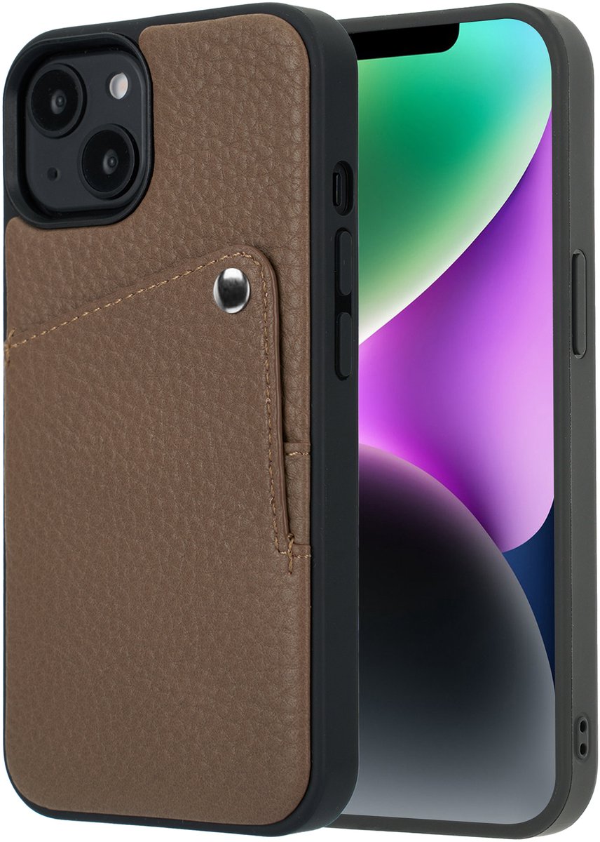 Selencia Hoesje - Geschikt voor Apple iPhone 14 / 13 - Backcover met Pashouder - Mocha Brown