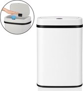 ADSafety Prullenbak met Sensor - 60 Liter - Ovale Afvalbak RVS - Vuilnisbak - Soft Close Deksel - Wit