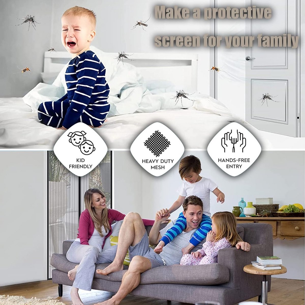 Magnetische Hordeur 170x255 cm Wit Zelfsluitend voor Schuifpui en Balkon