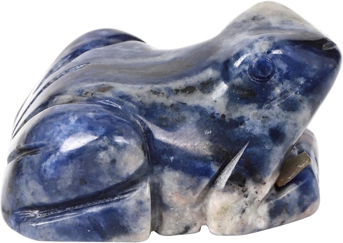 Handgesneden Sodalite Kikker Kristallen Beeldje voor Geluk en Voorspoed