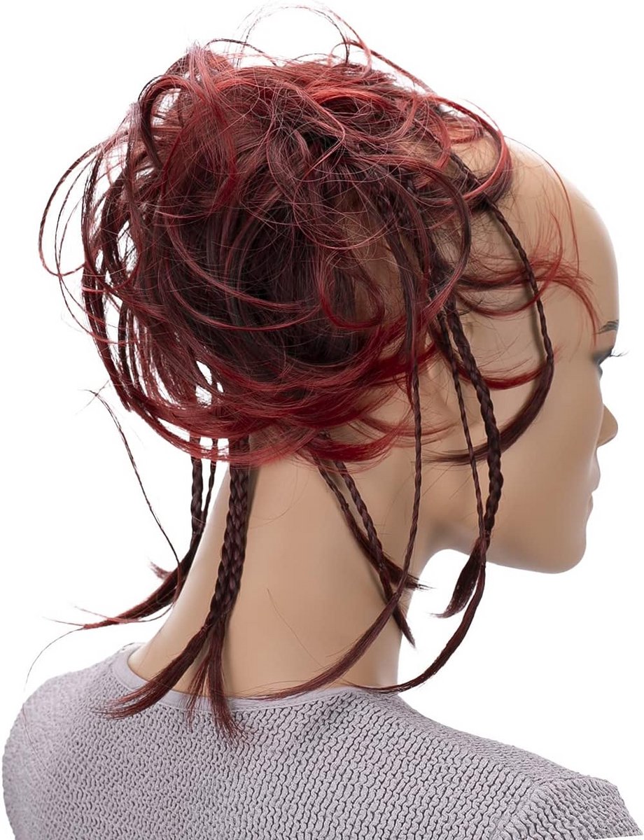 XXL Haarstuk Toupet Golvend Vrouwen Kapsel Opsteekkapsel Volume Roodmix