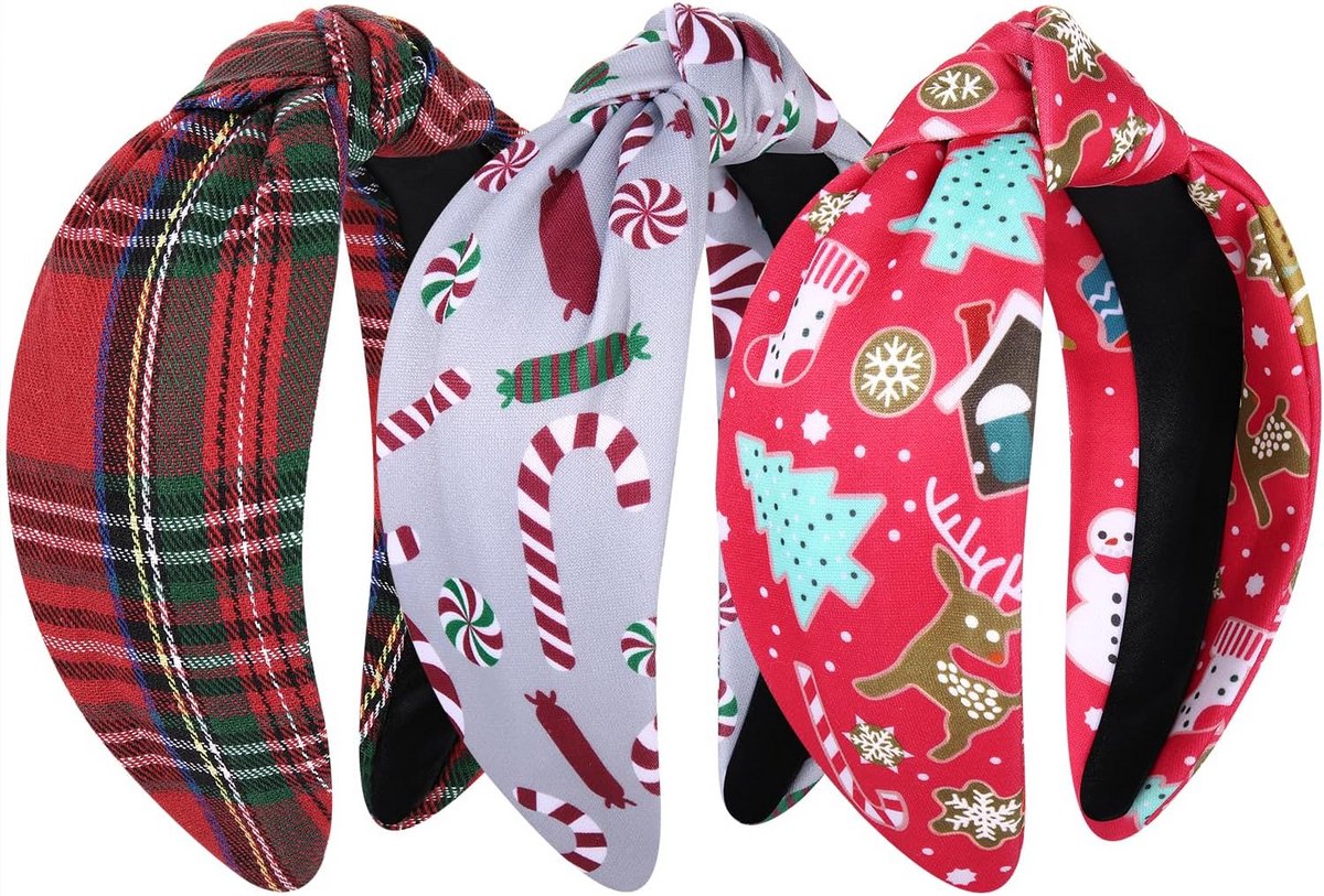 Feestelijke Kerst Hoofdband met Dessins - Warme Haaraccessoire voor Dames