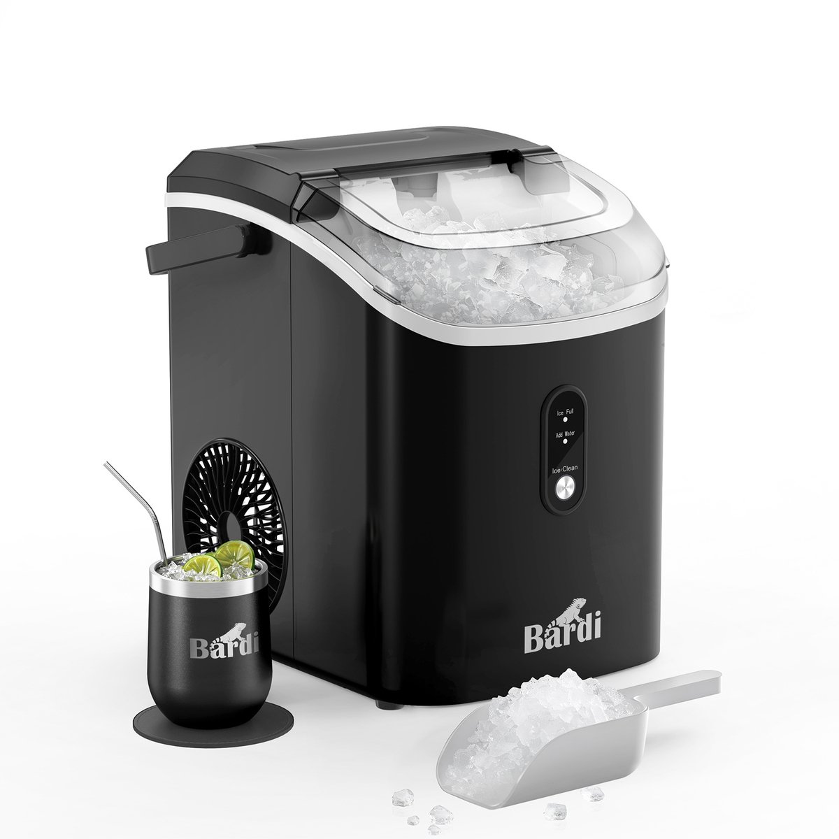 Bardi 1.1 Nugget IJsblokjesmachine Rond – Met Luxe Thermosbeker – Zwart