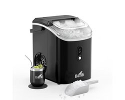 Bardi 1.1L - Nugget IJsblokjesmachine Rond - Crushed Ice Maker met IJsschep - 15kg/24 uur - Ijsblokjesmaker - Met Luxe Thermosbeker - Zwart