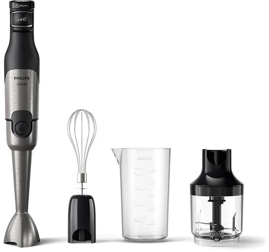 Philips Staafmixer 3-in-1 HR2683/00 - Incl Hakmolen, Maatbeker en Garde/Klopper - 1200 Watt – Regelbare Snelheid - RVS - Zwart