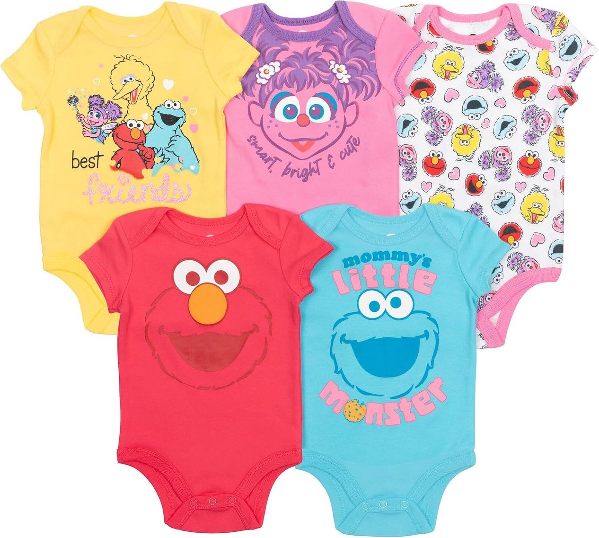 5-Pack Rompertjes Baby Meisjes Maand 12: Koele Figuren