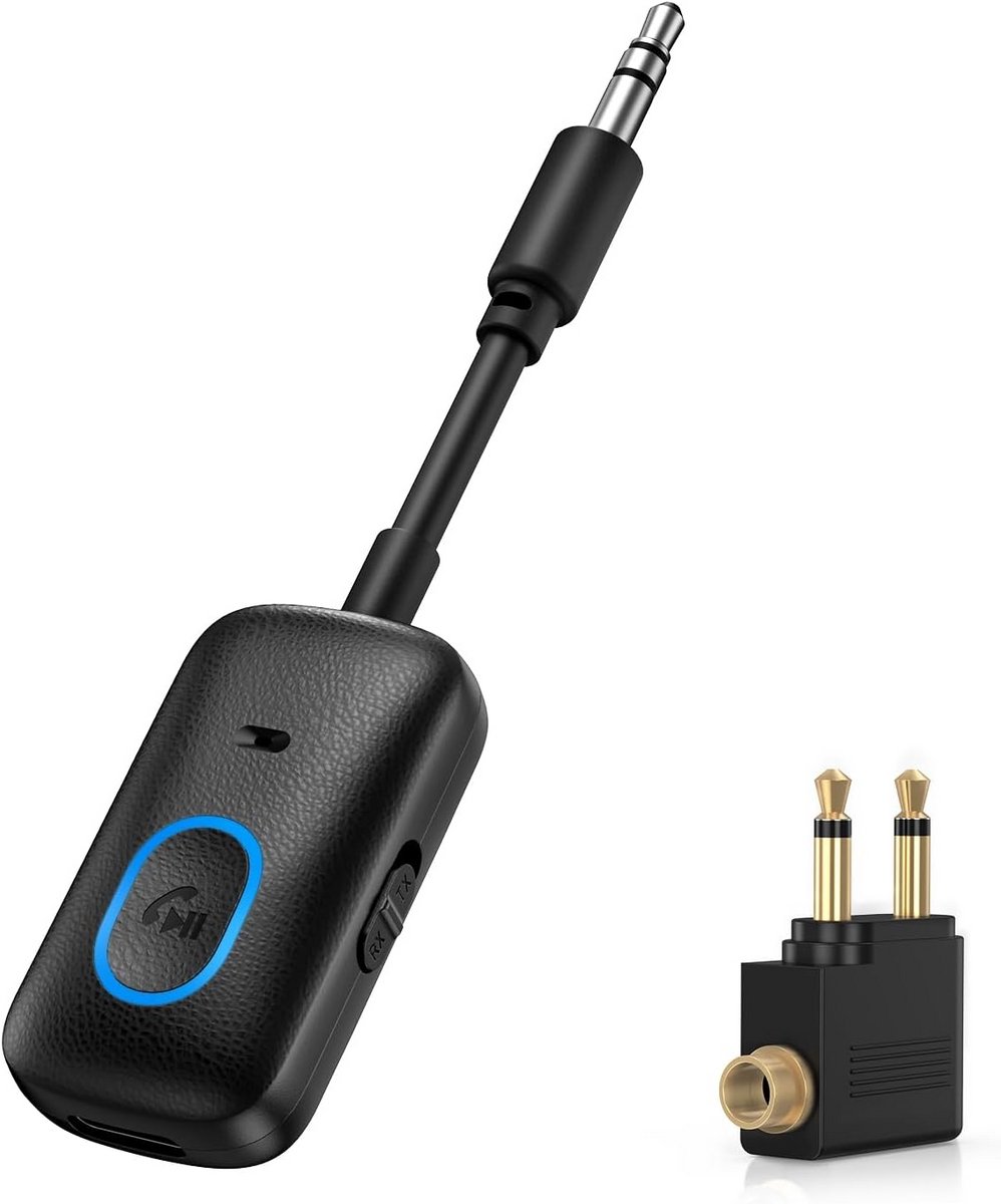 2-in-1 Bluetooth 5.3 Adapter Zender Ontvanger met Type-C Opladen voor Audio