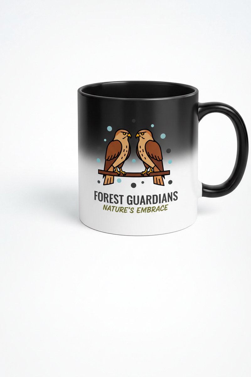 Magische Mok 'Forest Guardians' - Warmtegevoelige Mok met Boswachters Vogels