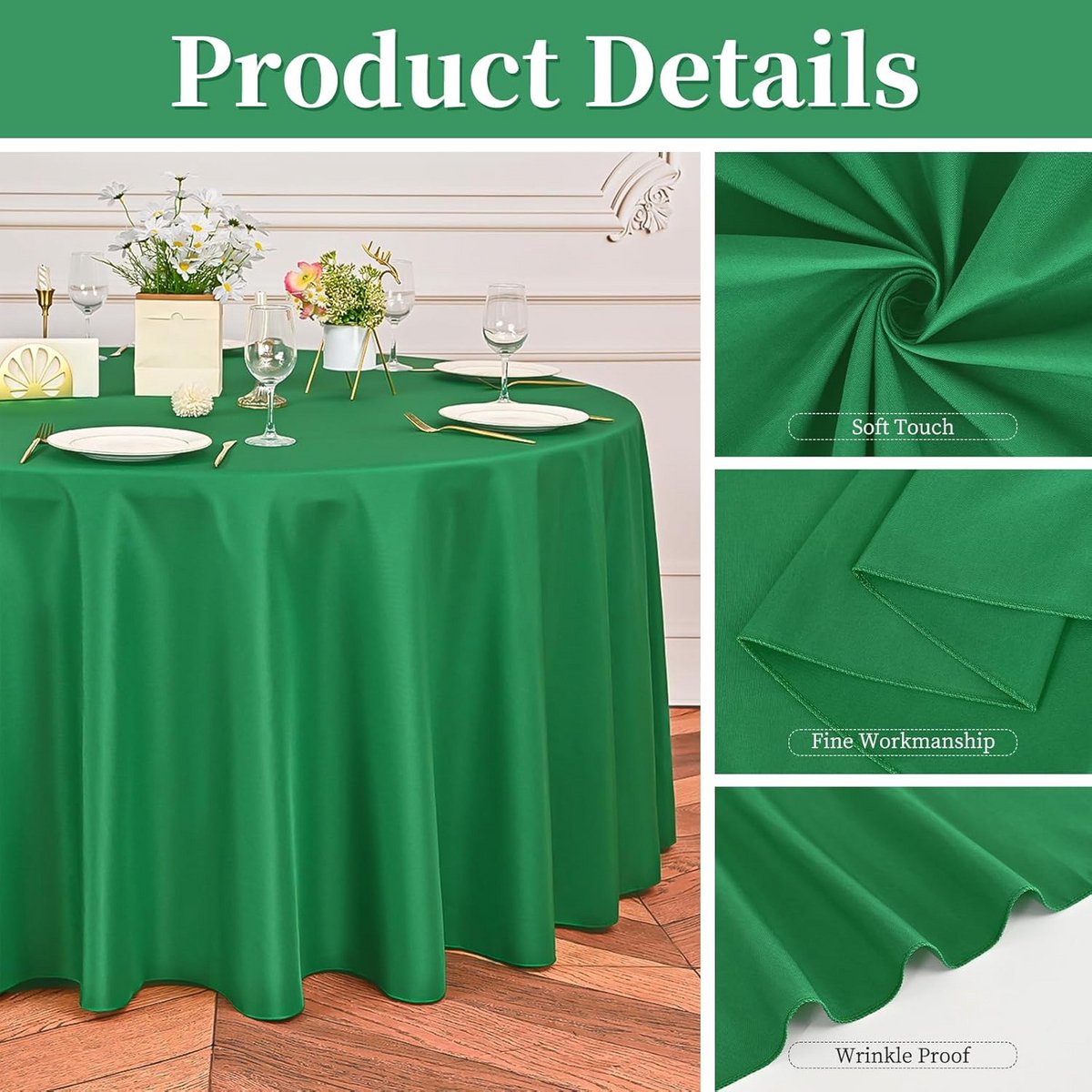 6 stuks Groene Ronde Tafelkleden 300 cm - Vlekbestendig Polyester voor Feest en Buffet