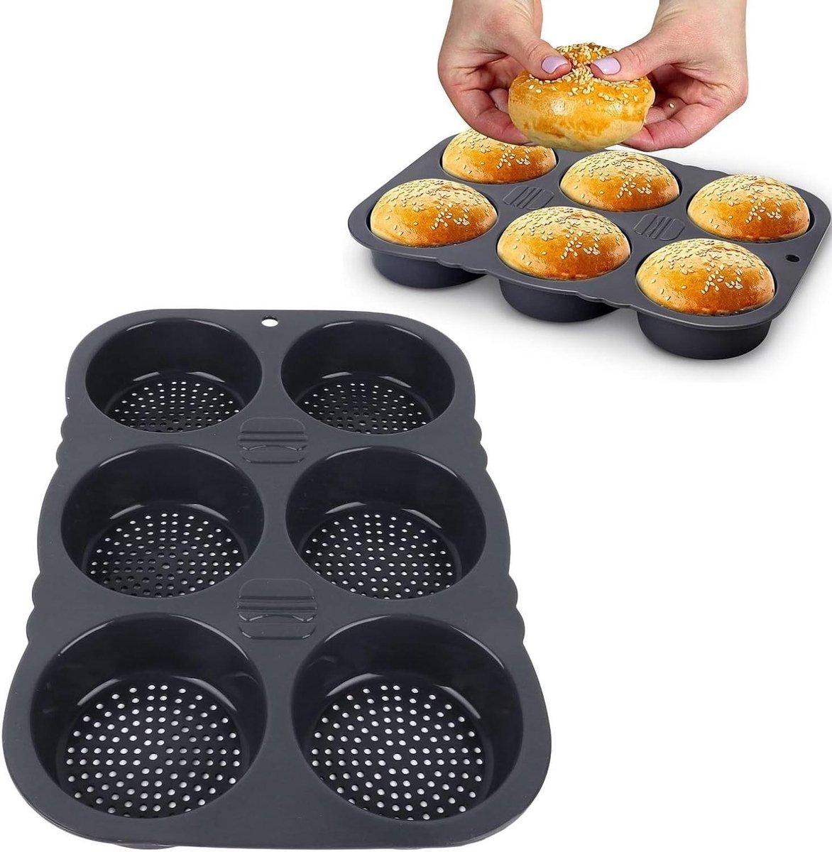 Hamburgerbroodjes Bakvorm 6 Holtes Rond Siliconen Ovenplaat Zelfgemaakt Hamburgers
