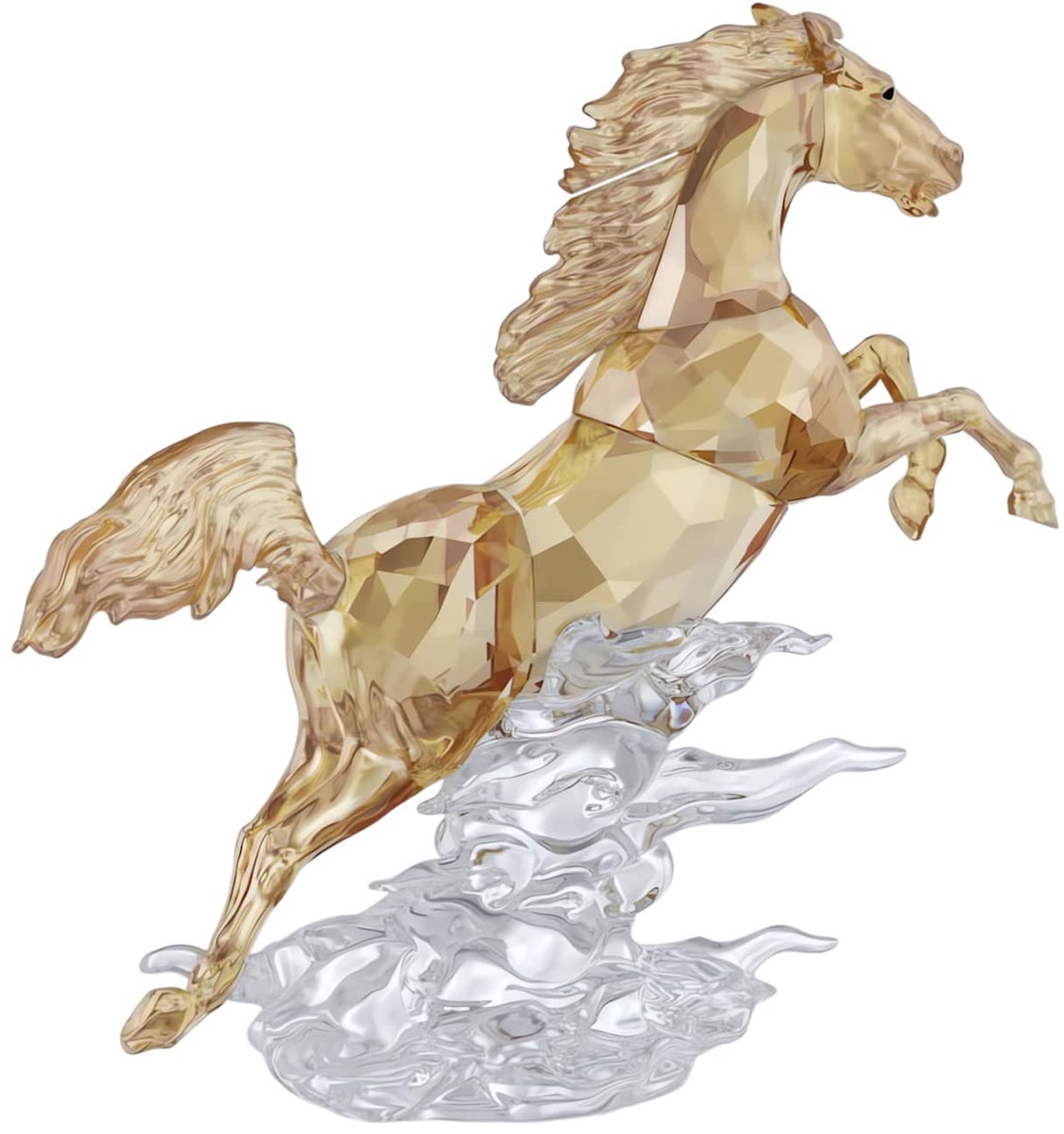 Swarovski beeldjes Asian Symbols Springend Paard 5701370 | goudkleurige kristallen decoratiefiguur met oosterse symboliek uitstraling, interieur en cadeau